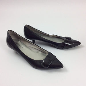 Anne Klein Black Kitten Heels Size 10M Pointed Toe